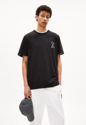 ARMEDANGELS AADONI A ROCK T-Shirt Relaxed Fit made of Organic Cotton Negras | VQXORY-902