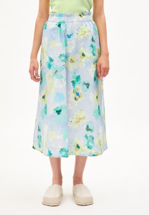 ARMEDANGELS AAIMEMI AQUA FLORAL Woven Skirt Regular Fit made of Organic Cotton Morning Sky | ZOFVRE-732