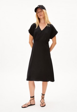ARMEDANGELS AALBINE Woven Dress Regular Fit made of TENCEL™ Lyocell Mix Negras | JFEGZD-402
