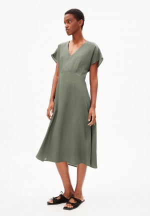 ARMEDANGELS AALBINE Woven Dress Regular Fit made of TENCEL™ Lyocell Mix Gris Verde | QPHZAC-536