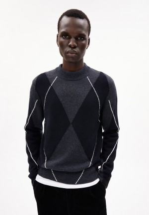 ARMEDANGELS AARGELIUS Sweater Regular Fit made of Organic Wool Mix Steel Melange-black-oatmilk | PYVZTK-514