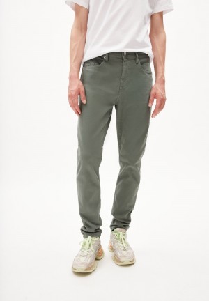 ARMEDANGELS AARJO TARPA GMT DYE Jeans Tapered Leg Mid Waist Organic Cotton Mix Comfort-Stretch Gris Verde | OQTLED-409