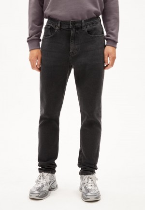 ARMEDANGELS AARJO TARPA Jeans Tapered Leg Mid Waist recycled Cotton Mix Comfort-Stretch Negras | QWASPJ-695