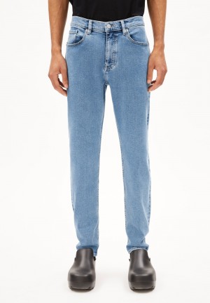 ARMEDANGELS AARJO TARPA Jeans Tapered Leg Mid Waist recycled Cotton Mix Comfort-Stretch Indigo Claro | FLJUIK-974