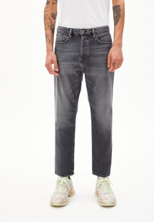 ARMEDANGELS AAUSTIN Jeans Tapered Leg Mid Waist Ankle Organic Cotton Mix Comfort-Stretch Washed Iron | QSGCHP-831