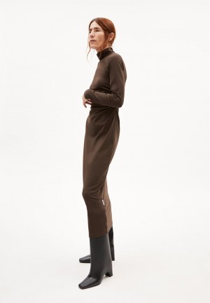 ARMEDANGELS ADAAJA LONGSLEEVE Jersey Dress Slim Fit made of Organic Cotton Mix Cafe | FREGJW-946