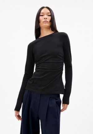 ARMEDANGELS ADAAJA LORA Longsleeve Slim Fit made of Organic Cotton Mix Negras | KSCOIQ-358