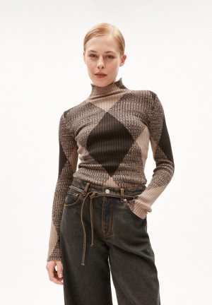 ARMEDANGELS ALAANIA ARGYLE Sweater Slim Fit made of Organic Cotton Cafe | BMJPSK-068