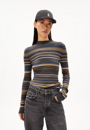 ARMEDANGELS ALAANIA NEW STRIPES Sweater Slim Fit made of Organic Cotton Indigo | FSTGUR-152
