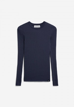 ARMEDANGELS ALAANIA RN Sweater Slim Fit made of Organic Cotton Night Sky | ALNSRV-637