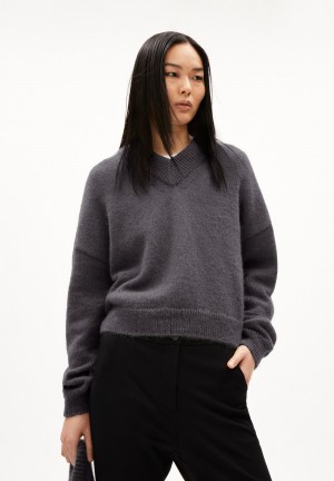 ARMEDANGELS ALBASAA MOHAIR Sweater Oversized Fit made of Mohair Wool Mix Iron Cast | IZARBU-216