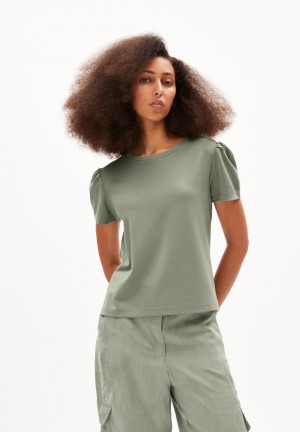ARMEDANGELS ALEJANDRAA T-Shirt Regular Fit made of LENZING™ ECOVERO™ Viscose Mix Gris Verde | JWZIPA-195