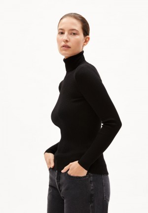 ARMEDANGELS ALISAAS Sweater Slim Fit made of extrafine Merino Organic Wool Negras | NSDJBT-594