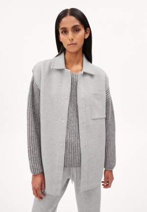 ARMEDANGELS ALMARAA SLEEVELESS Overshirt Loose Fit made of Organic Cotton Mix Gris Claro | XZUYHS-196