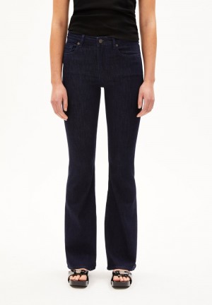 ARMEDANGELS ANAMAA Jeans Flared Leg Mid Waist Organic Cotton Mix X-Stretch Verde Menta | IAWHSM-956
