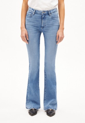 ARMEDANGELS ANAMAA Jeans Flared Leg Mid Waist Organic Cotton Mix X-Stretch Azules | YNRXTD-403