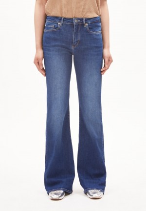 ARMEDANGELS ANAMAA X STRETCH Flared Leg Mid Waist made of Organic Cotton Mix Azules Oscuro | MYSNHT-579
