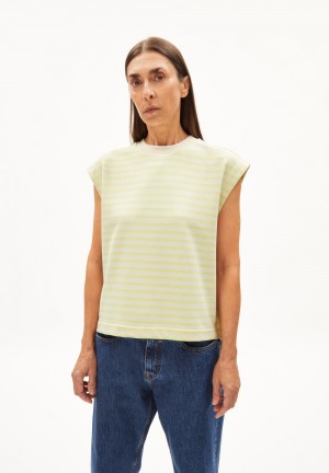 ARMEDANGELS ARANJAA STRIPE Sweatshirt Loose Fit made of Organic Cotton Verde Menta | LVZWUJ-364