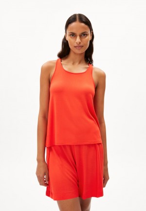 ARMEDANGELS ARELINAA Top Regular Fit made of LENZING™ ECOVERO™ Viscose Mix Rojas | UOLQFH-643