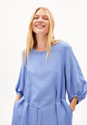 ARMEDANGELS ATESSAA LINO Woven Dress Loose Fit made of Linen-Mix Azules | WOCTIA-680