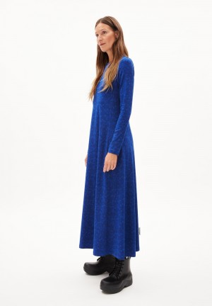 ARMEDANGELS AZURAA MILLES FLEURS Jersey Dress Slim Fit made of Organic Cotton Mix Azules | JERHFL-921