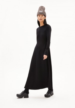 ARMEDANGELS AZURAA SOL Jersey Dress Slim Fit made of Organic Cotton Mix Negras | XREYVU-376