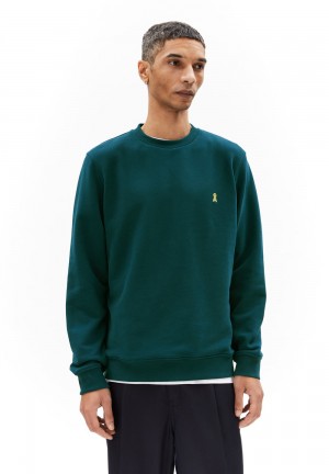 ARMEDANGELS BAARO COMFORT Sweatshirt Regular Fit made of Organic Cotton Mix Verde Menta | VJGYMF-938
