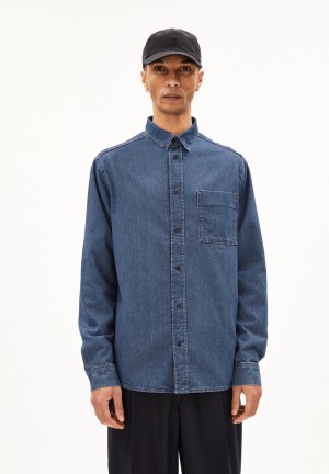 ARMEDANGELS BAASO Shirt Relaxed Fit made of Organic Cotton Mix Indigo | OBXQCD-091