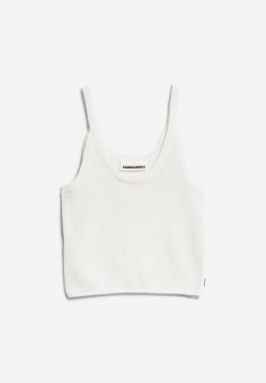 ARMEDANGELS BELLAAS LINO Knit Top Regular Fit made of Linen-Mix Blancas | YHXTCJ-568