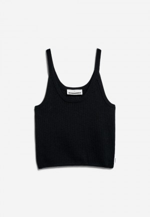 ARMEDANGELS BELLAAS LINO Knit Top Regular Fit made of Linen-Mix Negras | POSCJR-840