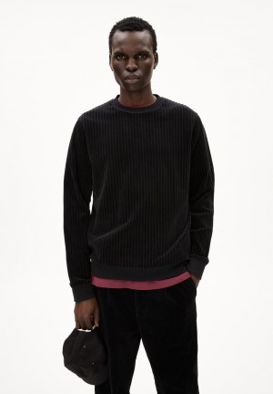 ARMEDANGELS BENJAARO CORDUROY Sweatshirt Regular Fit made of Organic Cotton Negras | FABNPO-178