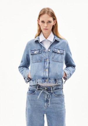 ARMEDANGELS BLUSONAA Denim Jacket Oversized Fit made of Organic Cotton Mix Indigo | JWRFEK-560