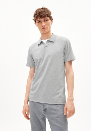 ARMEDANGELS BRAAN PREMIUM Polo T-Shirt Regular Fit made of Organic Cotton Mix Gris | WDGLZM-632