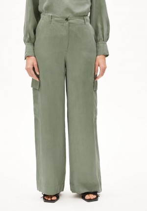 ARMEDANGELS CATIAA Woven Pants made of Lyocell Gris Verde | FAUZTJ-087