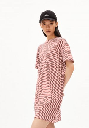 ARMEDANGELS CHAARA LOVELY STRIPES Jersey Dress Relaxed Fit made of Organic Cotton Verde Menta | QPNGMV-931