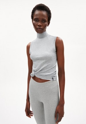 ARMEDANGELS CILIAA Top Slim Fit made of TENCEL™ Lyocell Mix Gris | PHQSDW-290