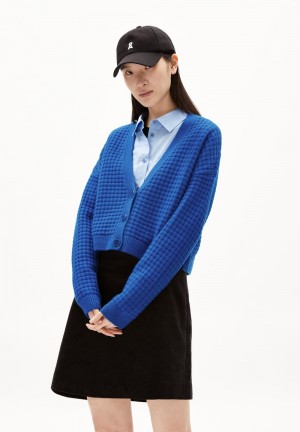 ARMEDANGELS DAMIRAA LANACOT Cardigan Loose Fit made of Organic Wool Mix Azules | UAIBQD-159