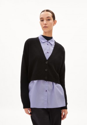 ARMEDANGELS DAMIRAA REGLANA Cardigan Oversized Fit made of Organic Wool Mix Negras | TPWDBA-281