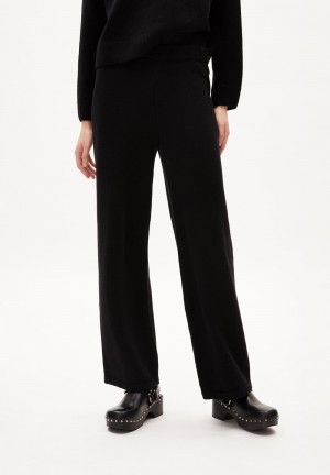 ARMEDANGELS DANILAA REGLANA Knit Pants made of Organic Wool Mix Negras | WZPQJD-702