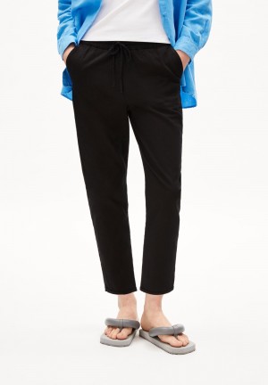 ARMEDANGELS DANYAA LINO Woven Pants Regular Fit made of Linen-Mix Negras | UNEMZJ-620