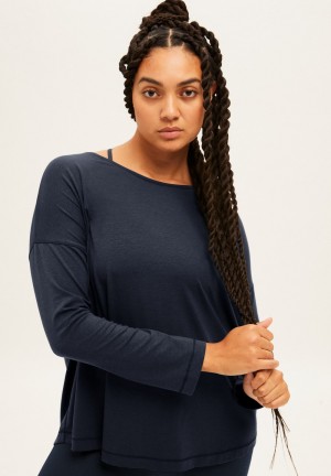 ARMEDANGELS DAYITAA Activewear Longsleeve made of TENCEL™ Lyocell Mix Indigo | RACEQO-912