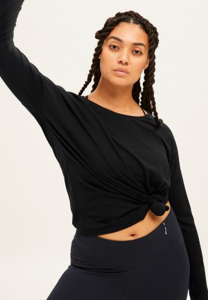 ARMEDANGELS DAYITAA Activewear Longsleeve made of TENCEL™ Lyocell Mix Negras | NTYQRS-528