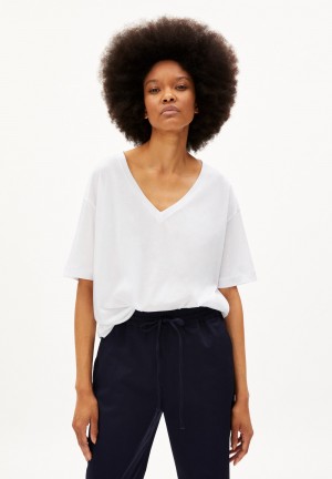 ARMEDANGELS DEMIKAA T-Shirt Oversized Fit made of Organic Cotton Blancas | AKTCQR-149