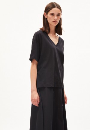ARMEDANGELS DEMIKAA T-Shirt Oversized Fit made of Organic Cotton Negras | QVLYAE-681