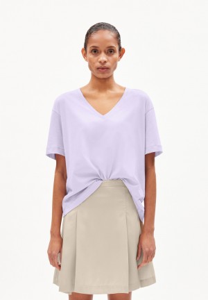 ARMEDANGELS DEMIKAA T-Shirt Oversized Fit made of Organic Cotton Lavanda Verde Menta | HIKXFS-865