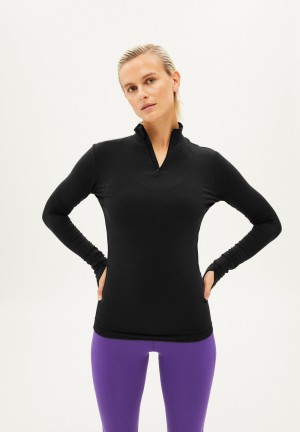 ARMEDANGELS DESNAA Activewear Longsleeve Slim Fit made of TENCEL™ Lyocell Mix Negras | IDYJXZ-180