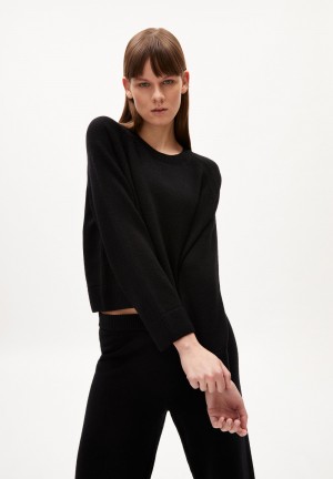 ARMEDANGELS DILIRIAA REGLANA Sweater Loose Fit made of Organic Wool Mix Negras | BZMTAS-756