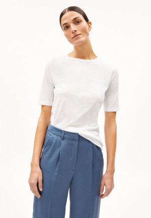 ARMEDANGELS DONAAJI FEAATHER LIGHT T-Shirt Slim Fit made of Organic Cotton Blancas | LQYEDT-367