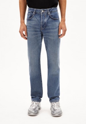 ARMEDANGELS DYLAANO Jeans Straight Leg Mid Waist Organic Cotton Mix Comfort-Stretch Azules | RKPEQJ-078