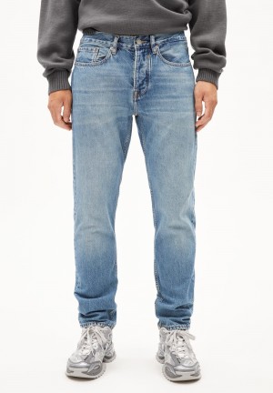 ARMEDANGELS DYLAANO PREMIUM Jeans Straight Leg Mid Waist Organic Cotton Mix Non-Stretch Azules | FXOTZN-796